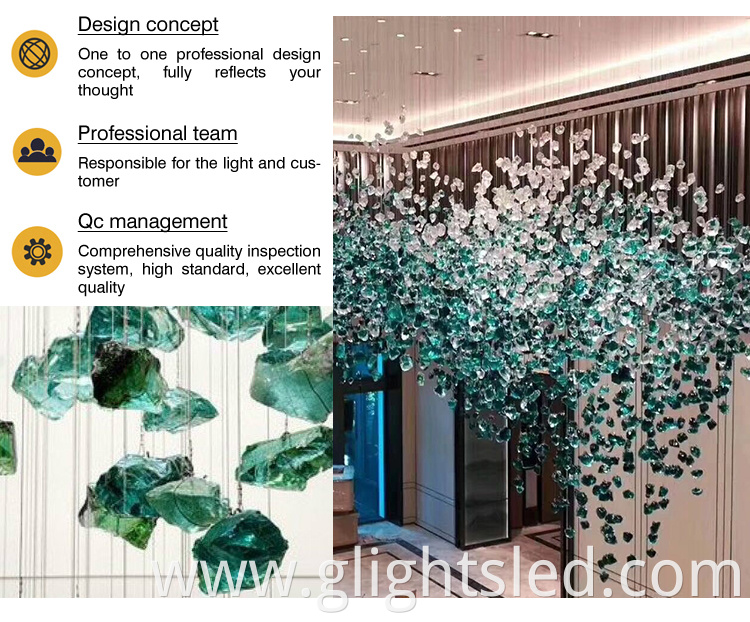 New product Modern design customized decoration crystal project big hotel lobby chandelier